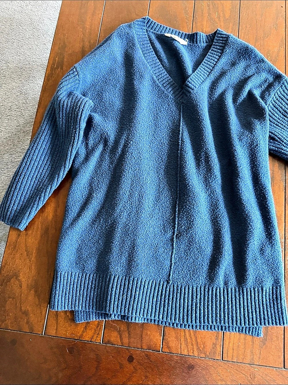 Terra & Sky Women's Plus V-Neck Tunic Sweater Blue XS
